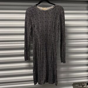 Michael Kors long sleeve knit herringbone print dress